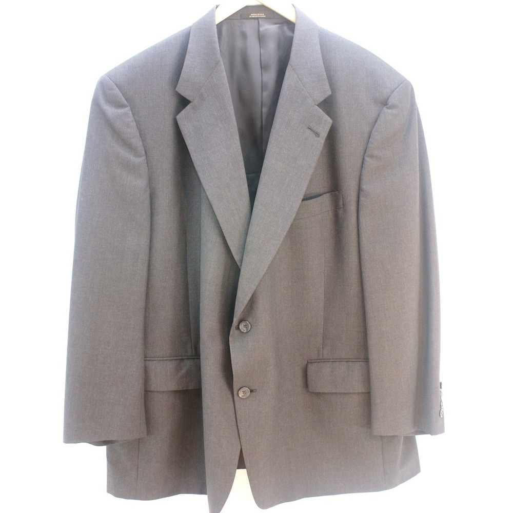 Hart Schaffner‎ Marx HSM 100s Wool Blazer Mens 46 Portly Short Charcoal Gray USA